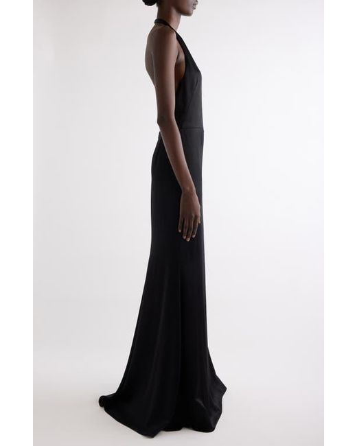 Givenchy Black Halter Neck Crepe Back Satin Gown