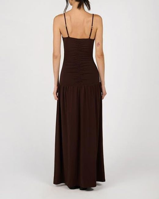 WeWoreWhat Brown Ruched Front Scoop Maxi Dress