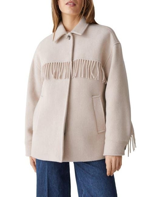 & Other Stories Natural Oversize Wool Blend Fringe Jacket