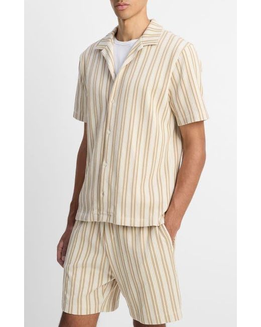 Vince Natural Jacquard Stripe Knit Camp Shirt for men