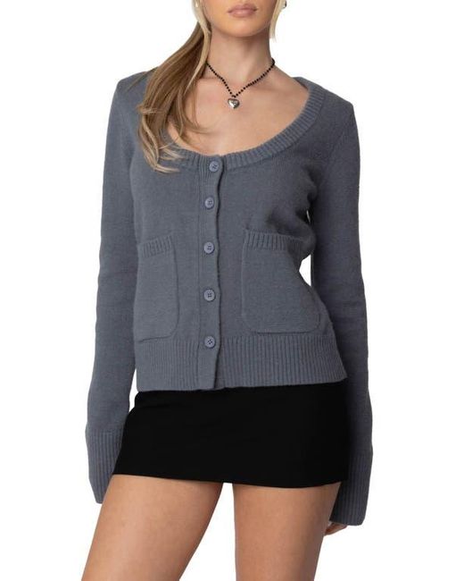 Edikted Black Daphnee Patch Pocket Cardigan