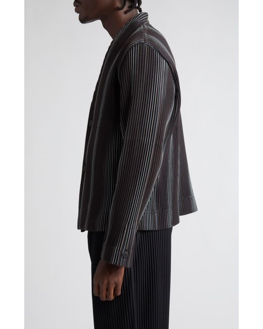 Homme Plissé Issey Miyake Pleated Tweed Jacket in Black for Men | Lyst