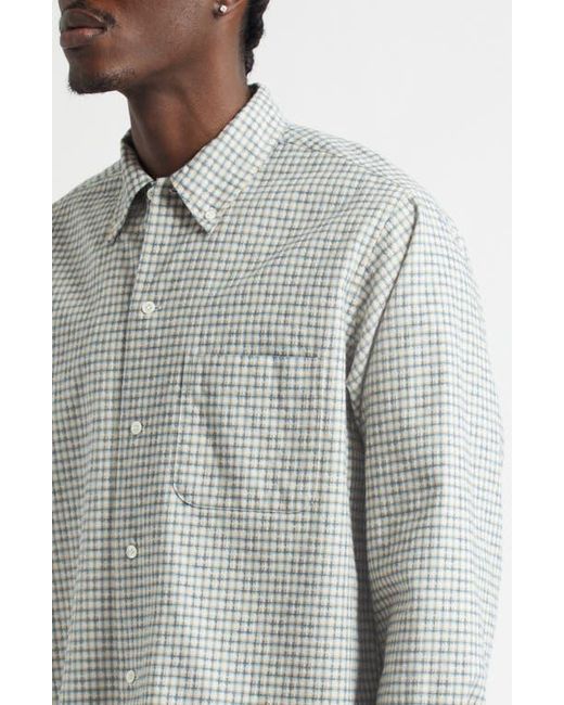 Beams Plus Gray Plaid Dobby Button-Down Shirt for men