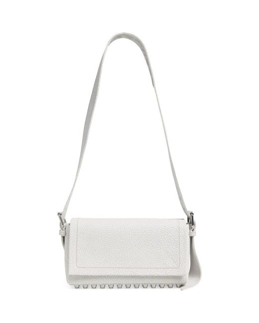 Alexander Wang White Medium Ricco Bubble Grain Canvas Shoulder Bag