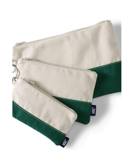 Lands' End Green Zip Canvas Pouch 3 Pack