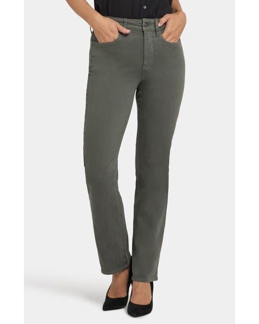 NYDJ Gray Marilyn High Waist Straight Leg Jeans