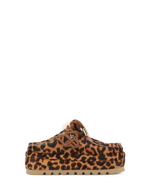 Naked Wolfe Brown Blizzard Genuine Shearling Platform Clog