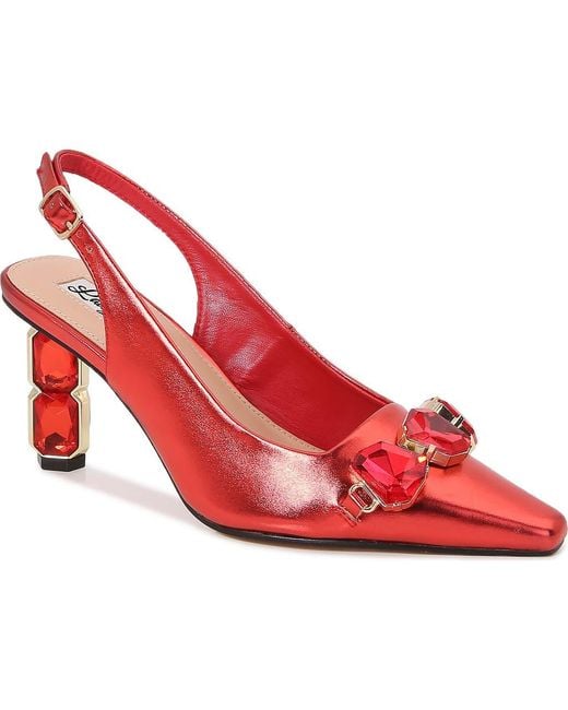 Lady Couture Red Jewel Heel Slingback Pump