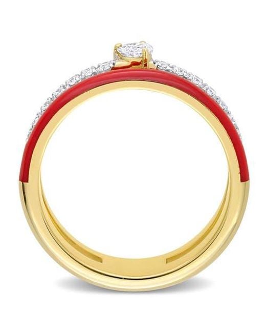 Julianna B Red 1/3 Ctw Diamond & Heart Ring 14K