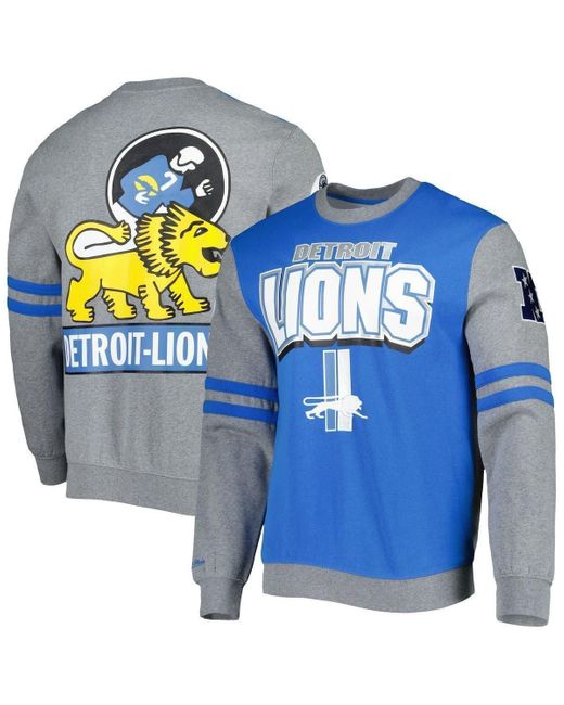 Mitchell & Ness Blue Detroit Lions All Over 2.0 Pullover Sweatshirt At Nordstrom for men