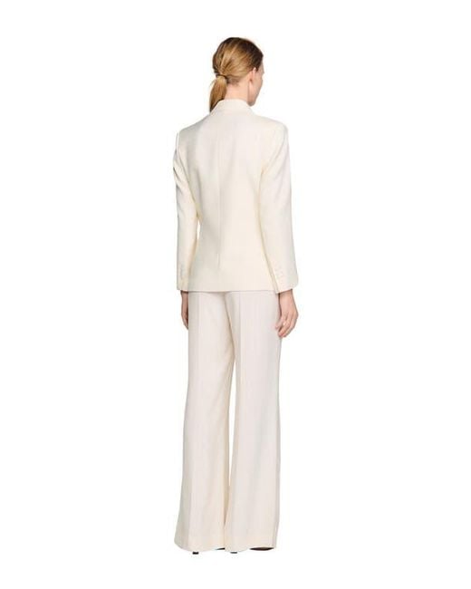 Sandro White Double-Breasted Suit Jacket