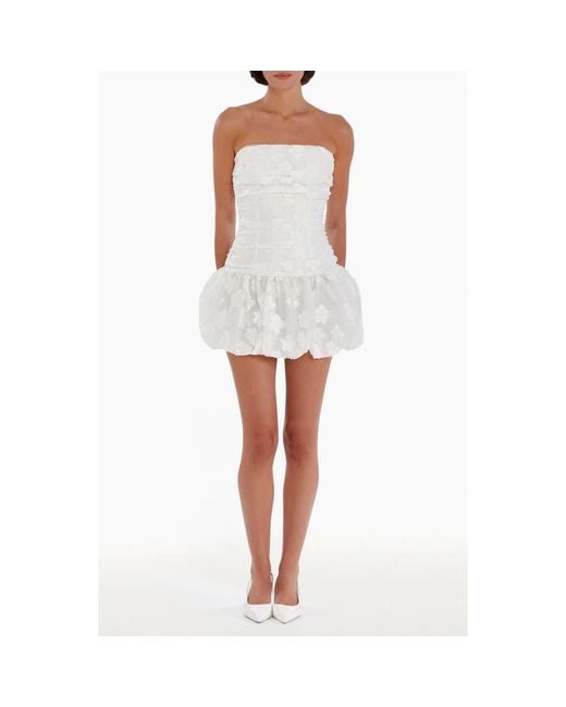 Amanda Uprichard White Rendezous Strapless Bubble Hem Minidress