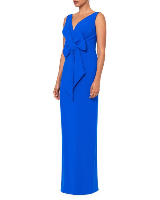 Betsy & Adam Blue Bow Front Scuba Gown