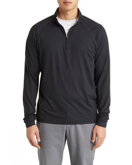 Johnnie-o Black Freeborne Prep-Formance Quarter Zip Pullover for men