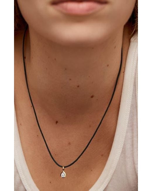 Monica Vinader White Pear Lab Grown Diamond Pendant Cord Necklace