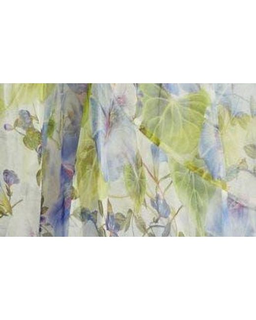 Zimmermann Blue Natura Floral Semisheer Long Sleeve Silk Dress