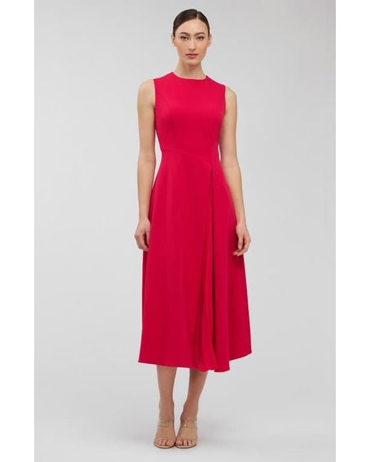 Kay Unger Red Elliot Chiffon Pleat Detail Cocktail Dress