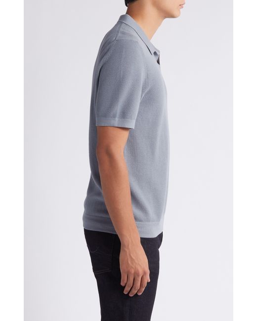 7 For All Mankind Gray Textured Johnny Collar Polo for men