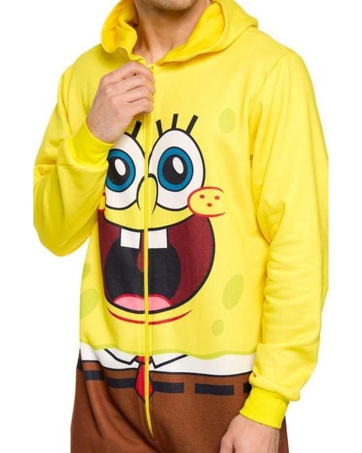 Opposuits Yellow Spongebob Hooded Jumpsuit for men
