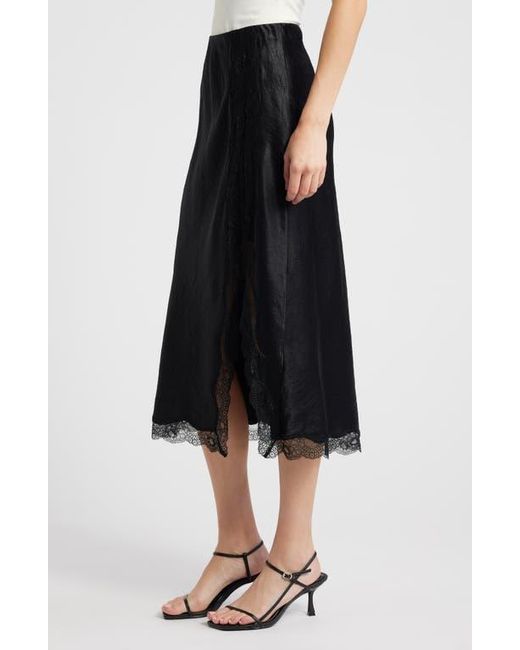 Rails Black Rylan Crinkle Satin Slip Skirt