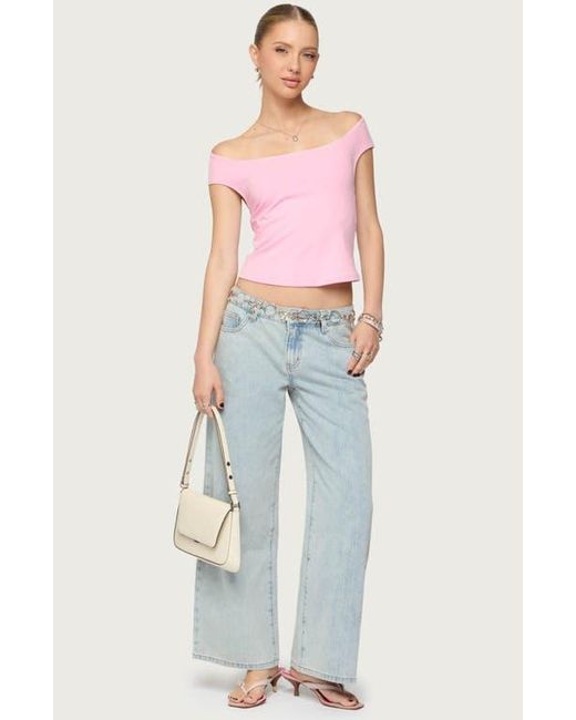 Edikted Red Mikkey Cutout Off The Shoulder Top