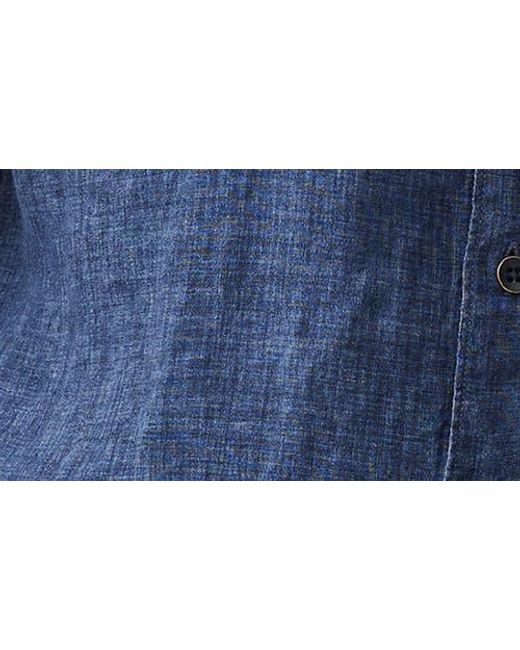 Rodd & Gunn Blue Palm Beach Sports Fit Short Sleeve Linen Button-Up Shirt for men