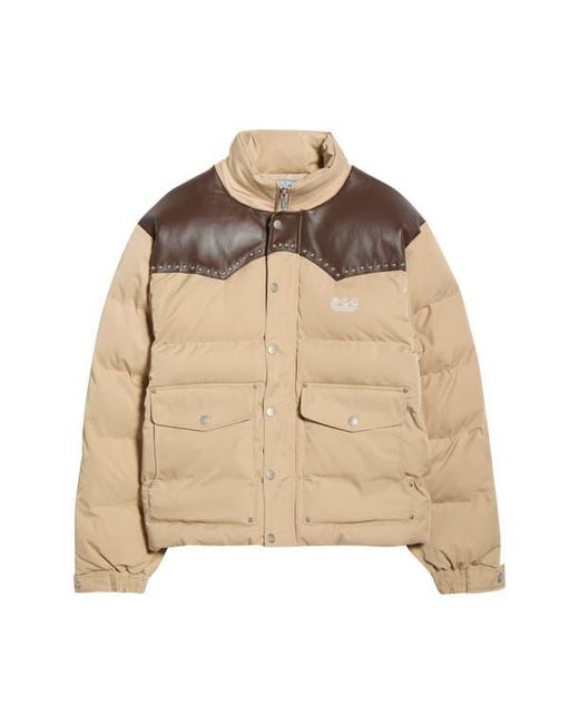 Nothing Grows Overnight Natural Western Down Puffer Jacket for men