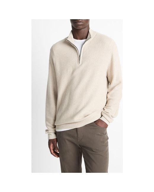 Vince Natural Geometric Jacquard Wool & Cashmere Quarter Zip Pullover for men