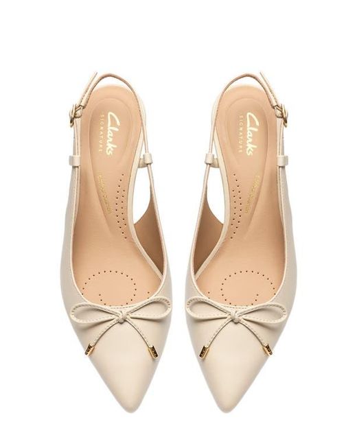 Clarks Natural Zarey Bow Pointed Toe Slingback Pump