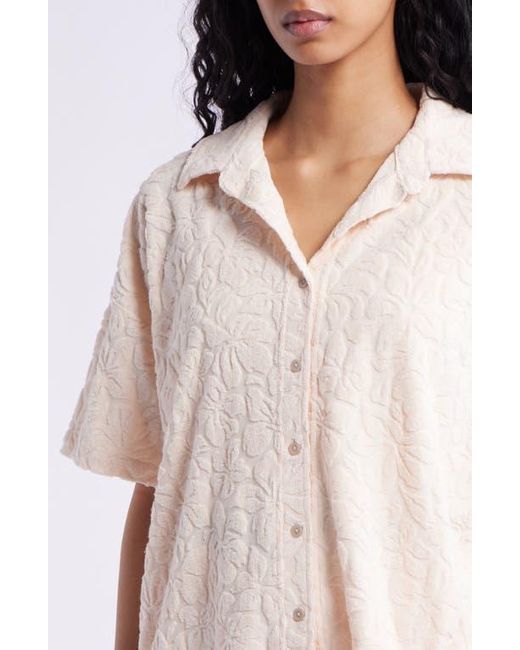 Rip Curl Natural Las Dalias Short Sleeve Terry Button-Up Shirt