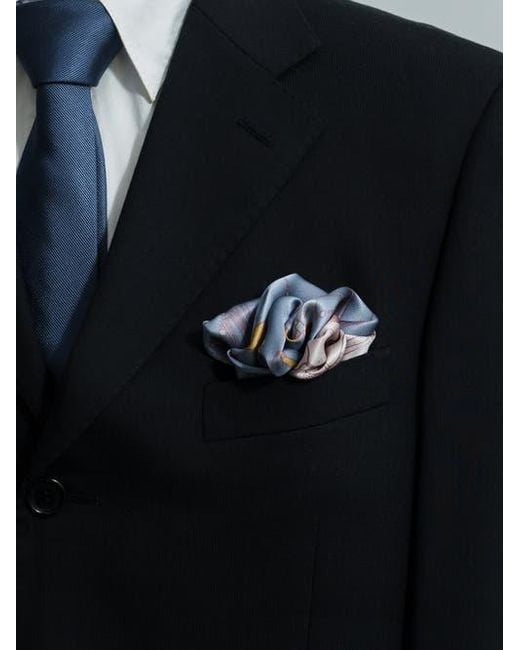 Lost Pattern Blue Datura Silk Pocket Square