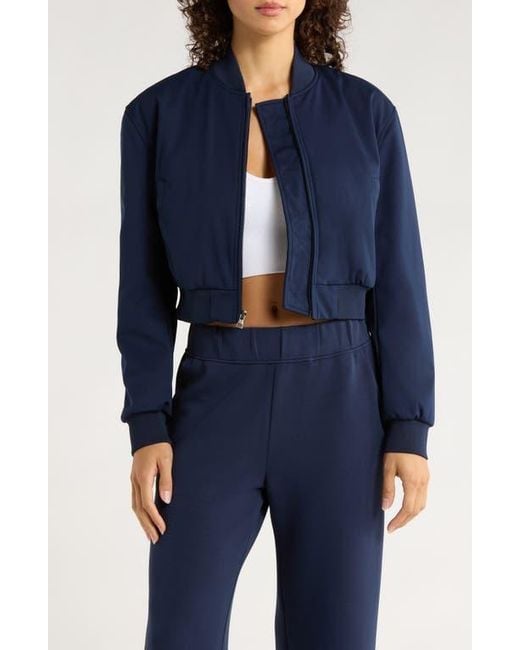 Mpg Blue Crop Bomber Jacket