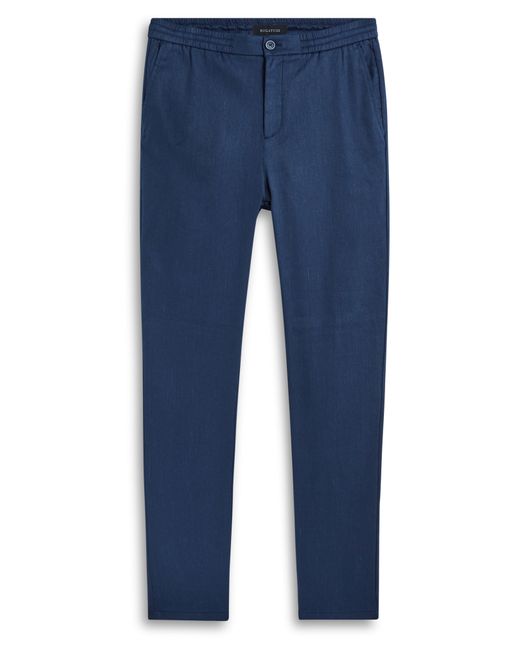 Bugatchi Blue Stretch Cotton & Linen Pants for men
