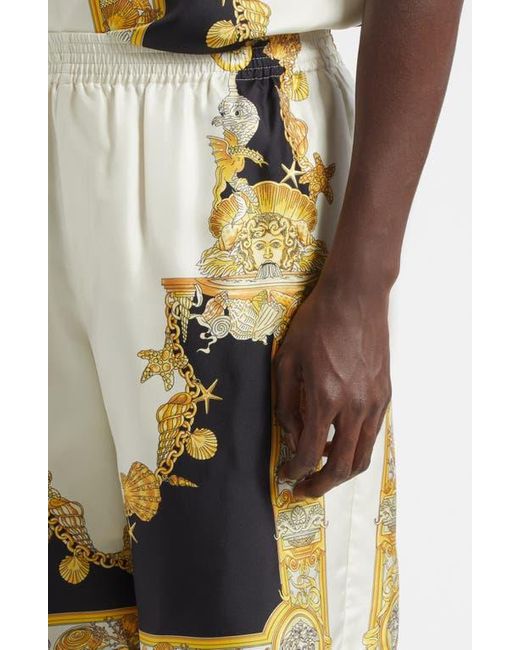 Versace Multicolor Coral Theatre Silk Shorts for men
