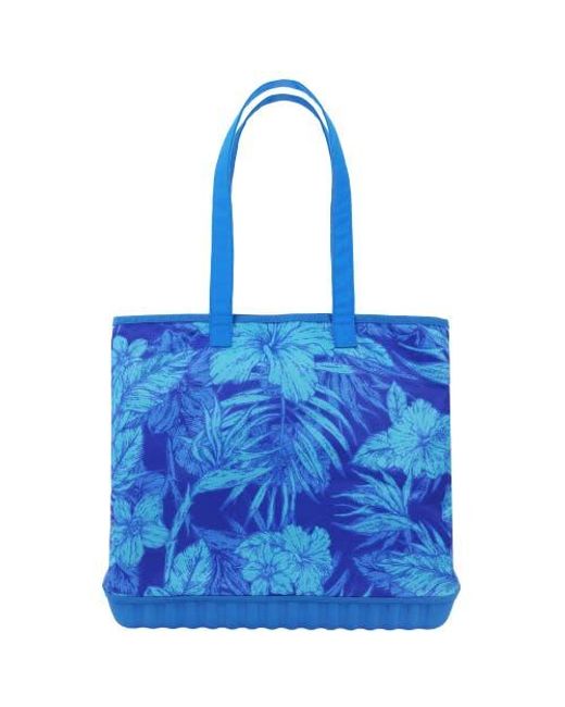 Tommy Bahama Blue Water-Repellent Tote With Pouch Tropical Floral Print