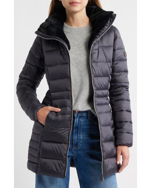 Save The Duck Black Caroline Water Repellent Satin Puffer Jacket