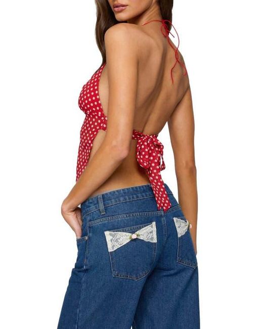 Edikted Red Polka Dot Backless Halter Top