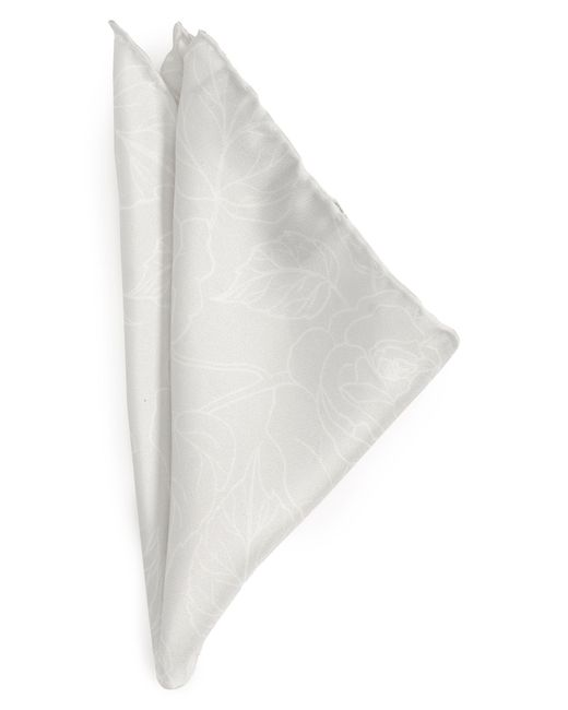 Cufflinks Inc. White Floral Jacqard Silk Pocket Square for men