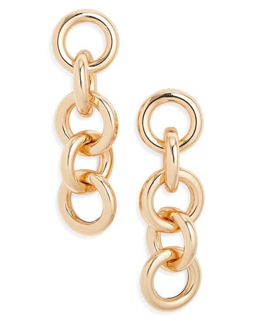 Open Edit Metallic Round Link Drop Earrings