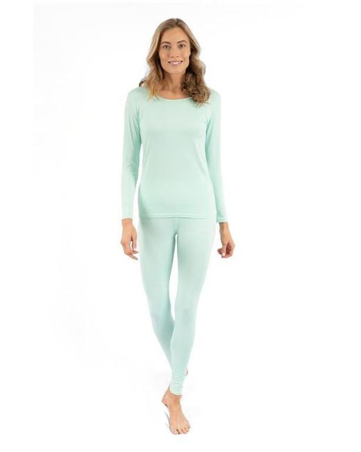 Leveret Green Solid Thermal Pajama Set