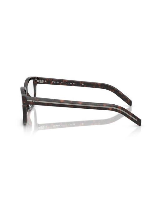 Prada Brown 56Mm Rectangular Optical Glasses for men