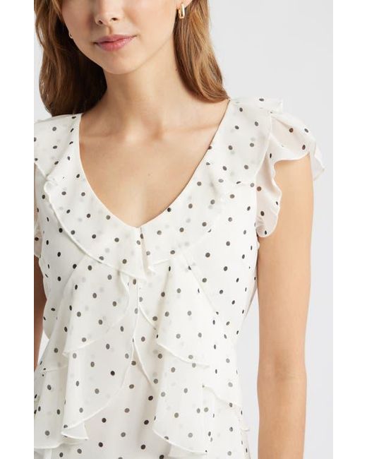 Open Edit White Chiffon Ruffle Top