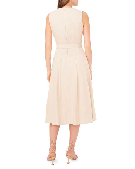 Halogen® Natural Halogen(r) Belted Linen Blend A-line Dress
