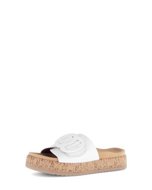 Gabor White Platform Slide Sandal