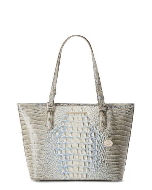 Brahmin White Medium Asher Croc Embossed Leather Tote