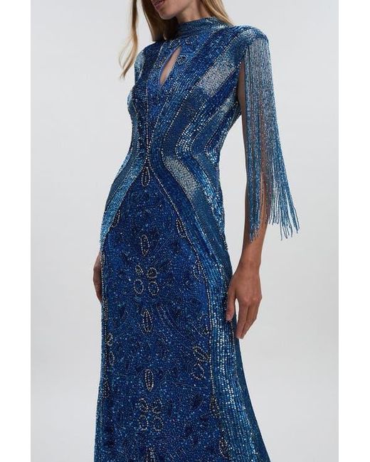 karen millen blue lace dress Sequin Feather Fitted Short Sleeve Gown by Jovani 38758 – ABC Fashion