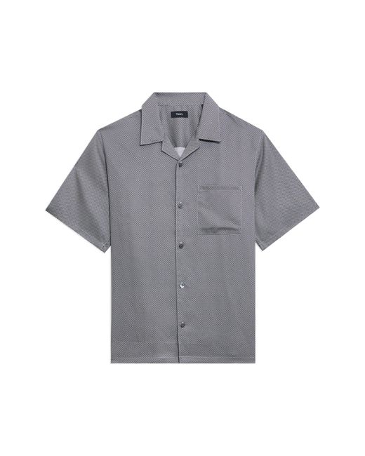 Theory Gray Noll Microprint Short Sleeve Button-up Camp Shirt for men