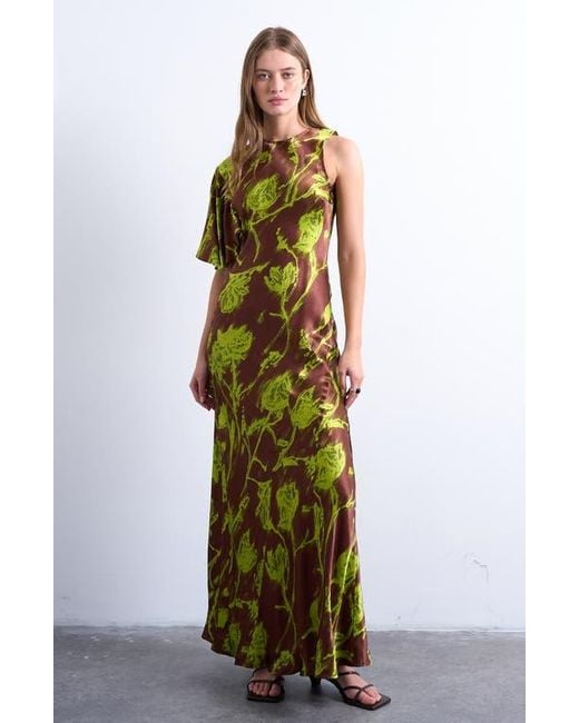 white christmas dresses Topshop Green Black Floral V-neck Cutout Tiered Long Sleeve Midi A-lin –  Brie