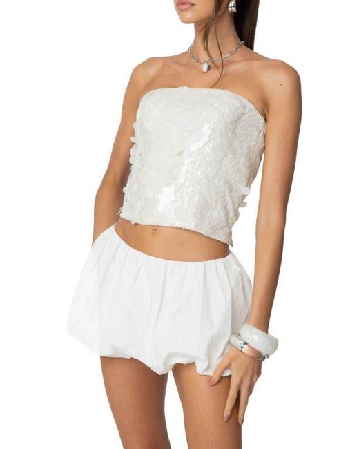Edikted White Samara Strapless Sequin Top