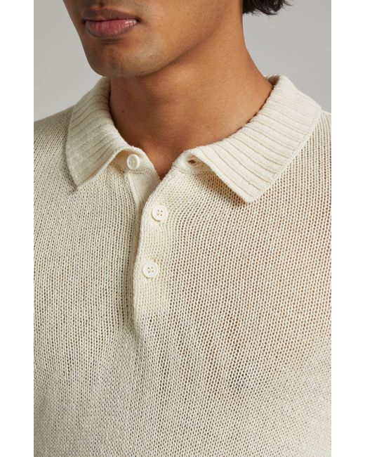 Thom Sweeney Natural Bourette Silk Polo Sweater for men